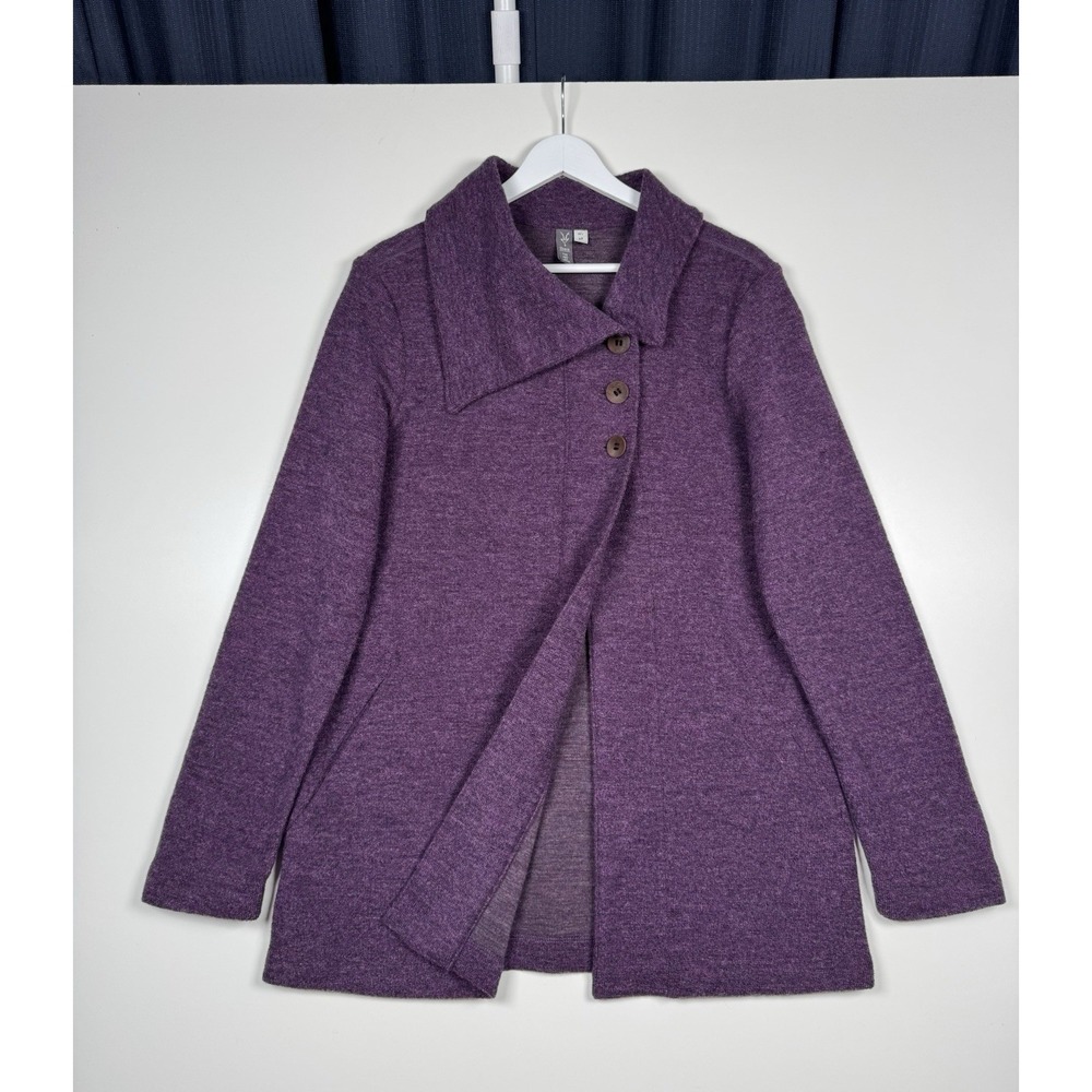 Ibex Sweater Womens Sz M Purple Reese Cardigan Jacket Merino Wool Coatigan